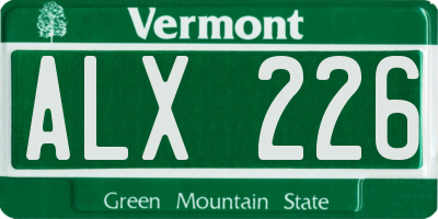 VT license plate ALX226