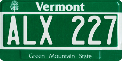 VT license plate ALX227