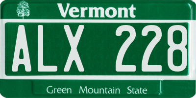 VT license plate ALX228