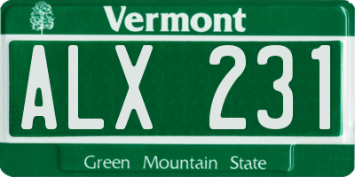 VT license plate ALX231