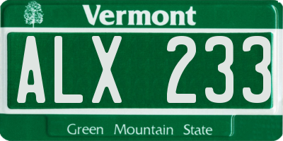 VT license plate ALX233