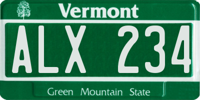 VT license plate ALX234