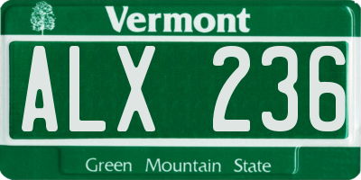 VT license plate ALX236
