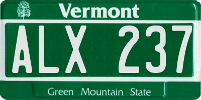 VT license plate ALX237