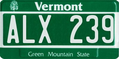 VT license plate ALX239