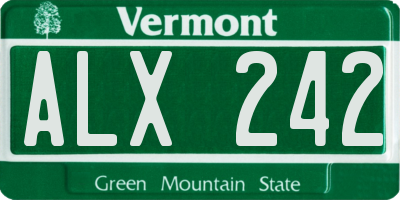 VT license plate ALX242