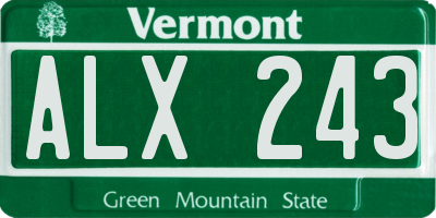 VT license plate ALX243