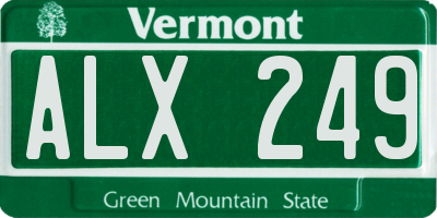 VT license plate ALX249