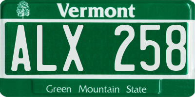 VT license plate ALX258
