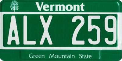VT license plate ALX259