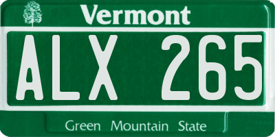 VT license plate ALX265