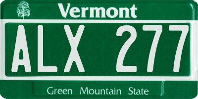 VT license plate ALX277