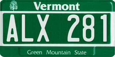 VT license plate ALX281