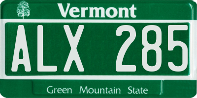 VT license plate ALX285