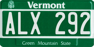VT license plate ALX292