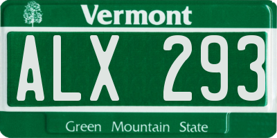 VT license plate ALX293