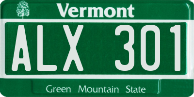 VT license plate ALX301