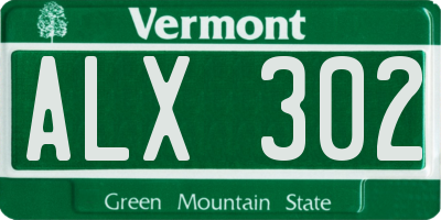 VT license plate ALX302