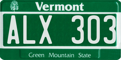 VT license plate ALX303