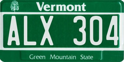 VT license plate ALX304