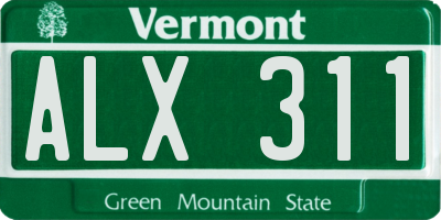 VT license plate ALX311