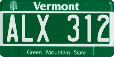 VT license plate ALX312