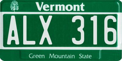 VT license plate ALX316
