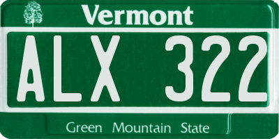 VT license plate ALX322