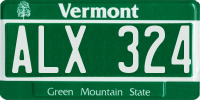 VT license plate ALX324