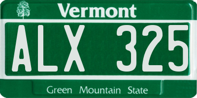 VT license plate ALX325