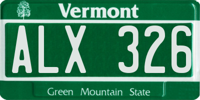 VT license plate ALX326