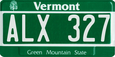 VT license plate ALX327