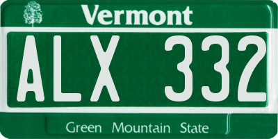 VT license plate ALX332