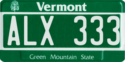 VT license plate ALX333