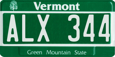VT license plate ALX344