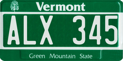 VT license plate ALX345