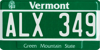 VT license plate ALX349