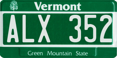 VT license plate ALX352