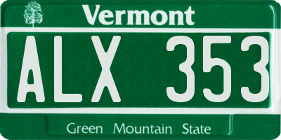 VT license plate ALX353