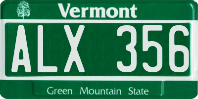VT license plate ALX356