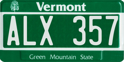 VT license plate ALX357