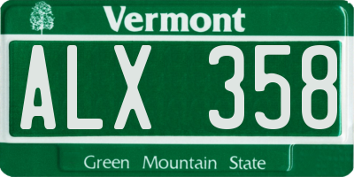 VT license plate ALX358