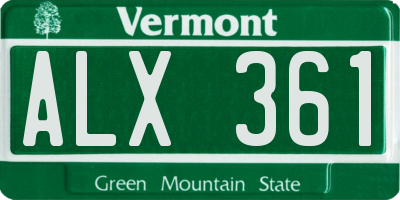 VT license plate ALX361