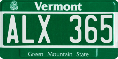 VT license plate ALX365