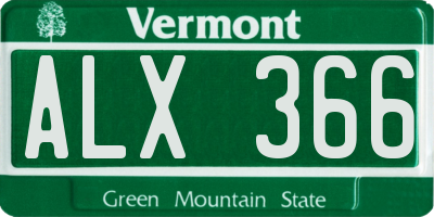 VT license plate ALX366