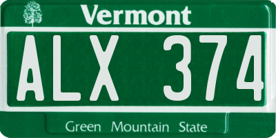 VT license plate ALX374