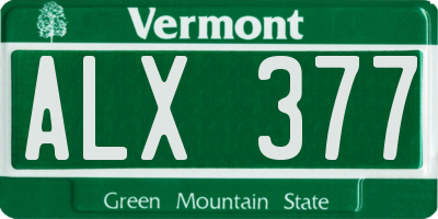 VT license plate ALX377