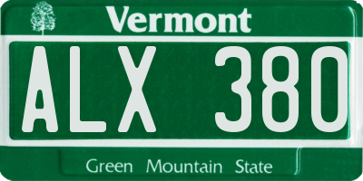 VT license plate ALX380