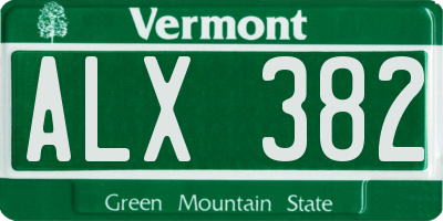 VT license plate ALX382