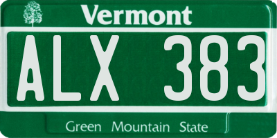 VT license plate ALX383